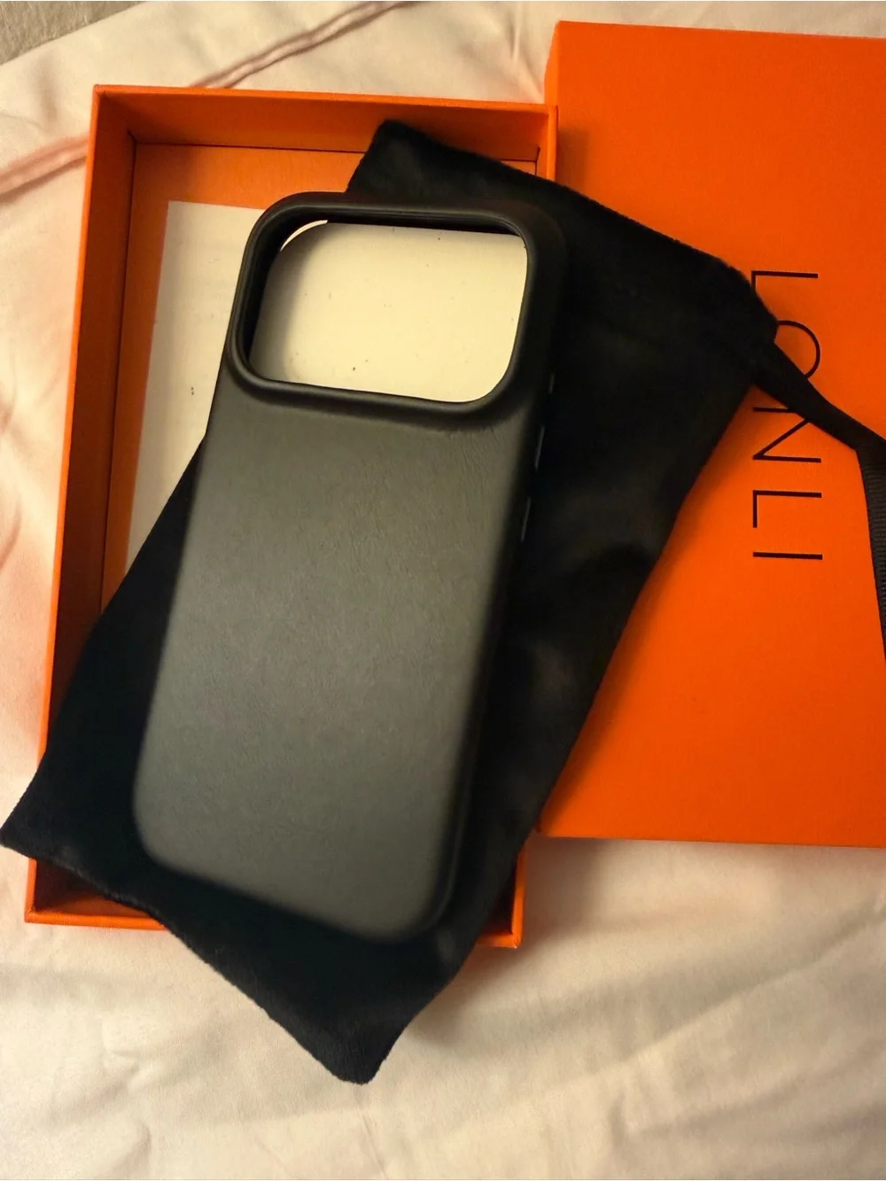 Black Leatherette iPhone 17 Pro Case